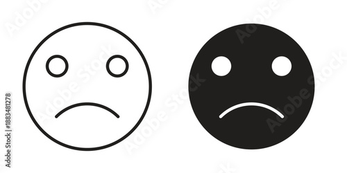 Sad icon suitable. Simple outline and solid style icon EPS10