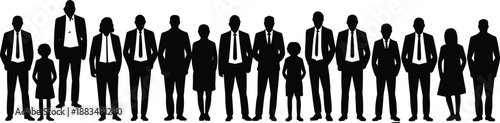 Silhouette of family group with parents and child standing together for social unity, household concept, people icons, and community illustration isolated background vector design