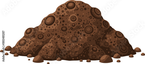 Cartoon soil mound with rocks and texture — earthy ground illustration for gardening, construction, and environmental science themes