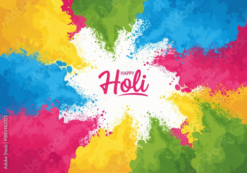Vibrant Holi Celebration with Colorful Powders and Joyful Atmosphere