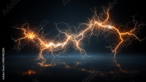 Dynamic electrical energy displaying abstract lightning on dark background