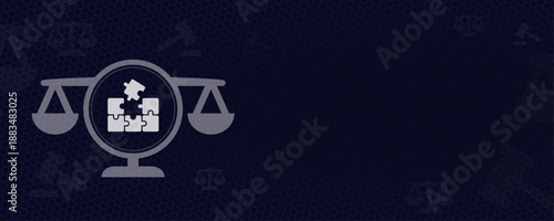 Legal puzzle and law solution concept as flat vector icon with copy space
