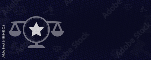 Expert legal system and high quality justice concept as flat vector icon with copy space