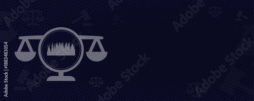 Music law and audio copyright protection concept as flat vector icon with copy space