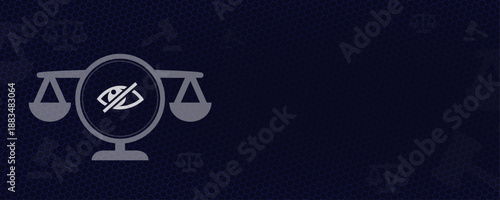 Impartiality and blind justice concept with hidden eye icon as flat vector icon with copy space