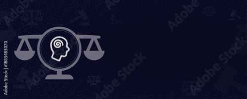 Psychological law and mental health legal rights concept as flat vector icon with copy space