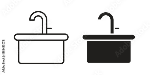 Sink icon suitable. Simple outline and solid style icon EPS10