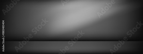 Abstract gradient black  podium background, minimal empty 3D studio backdrop.