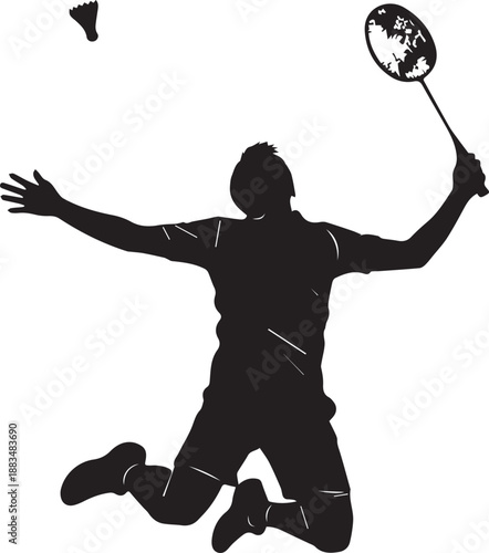 A Man Playing Badminton