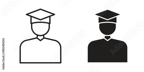 Student icon suitable. Simple outline and solid style icon EPS10