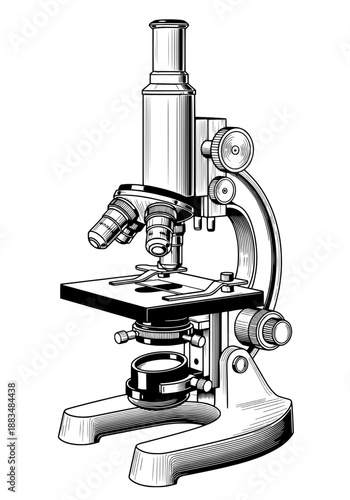 Microscope illustration vector graphic for scientific and educational purposes in laboratory settings