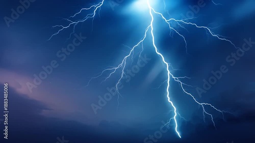 Dramatic lightning strike in a dark sky showing atmospheric power