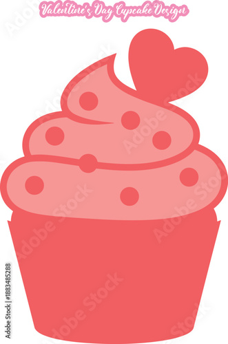 cupcake with heart. valentine cupcake vector design