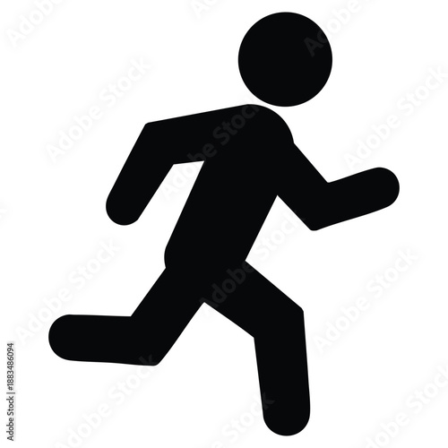 Black silhouette of a person running quickly to the right side
