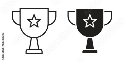 Trophy icon suitable. Simple outline and solid style icon EPS10