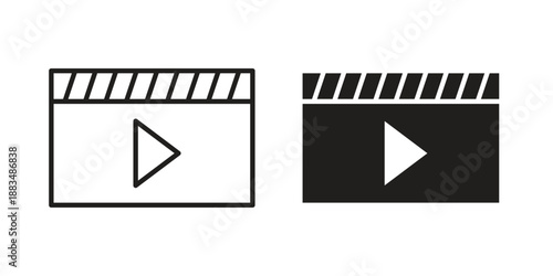 Video icon suitable. Simple outline and solid style icon EPS10
