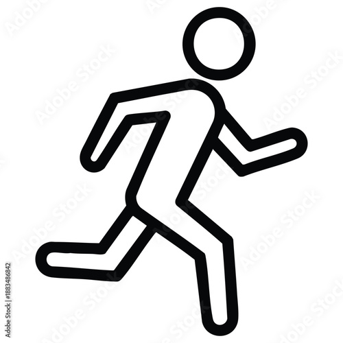 Simple black line art of a person running quickly to the right side