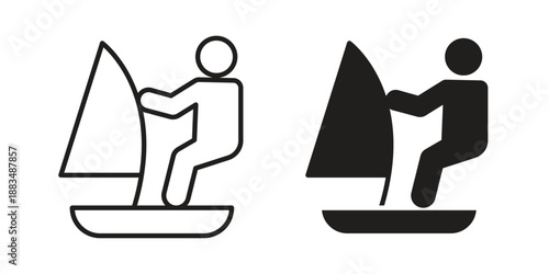 Windsurf icon suitable. Simple outline and solid style icon EPS10