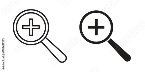 Zoom in icon suitable. Simple outline and solid style icon EPS10