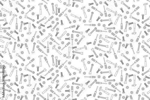 Seamless pattern of working tools for construction and diy project