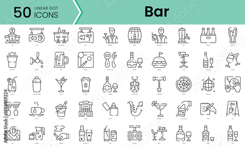 Set of bar icons. Line art style icons bundle. vector illustration