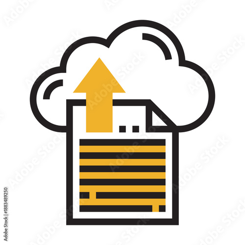 Cloud upload icon secure digital file transfer to online storage Internet computing network service data backup web