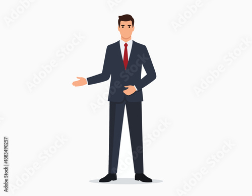 Confident Businessman Presenting Ideas in a Suit