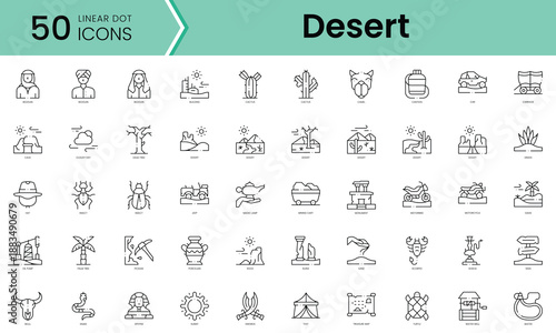 Set of desert icons. Line art style icons bundle. vector illustration