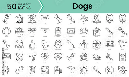 Set of dogs icons. Line art style icons bundle. vector illustration