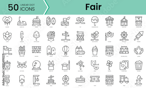 Set of fair icons. Line art style icons bundle. vector illustration