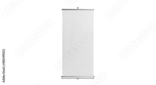 White pull up banner display stand for marketing event isolated on transparent background