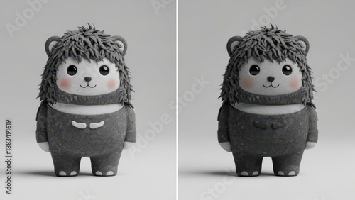 two identical plush hedgehog toys displayed against a plain light grey studio backdrop