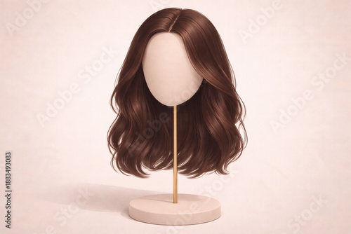 Brown wig on mannequin head 