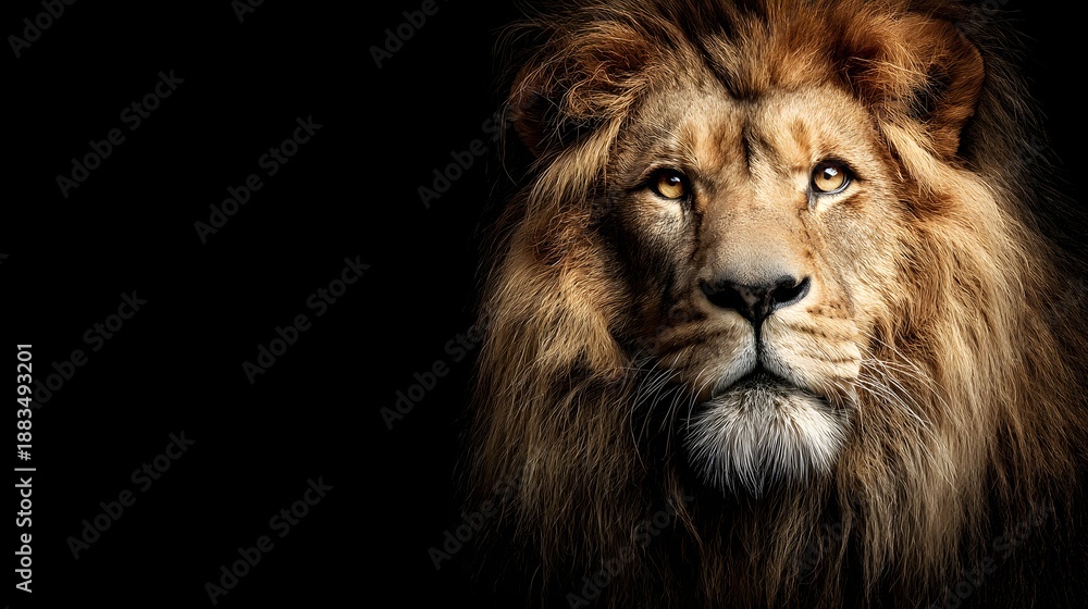 Fototapeta premium Majestic Male Lion Portrait with a Powerful and Intense Gaze