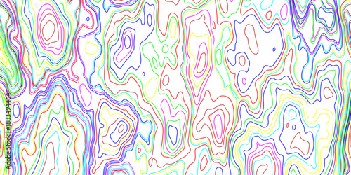 Topographic Map with Detailed Contour Lines in Multiple Colors, Abstract Geographic Design, Clean Vector Illustration on a White Background