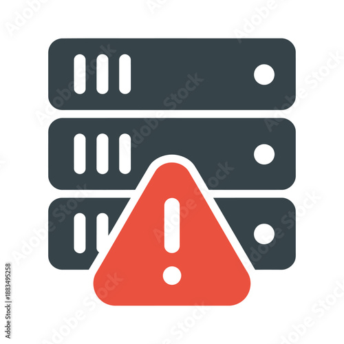 Server rack displays a critical error alert indicated by a.