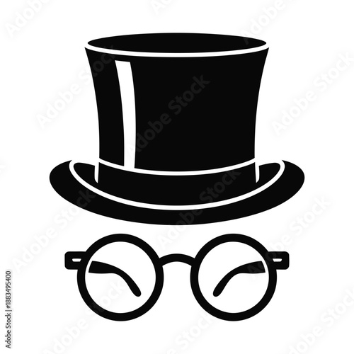 Stylized magician hat and round glasses create a mysterious icon.