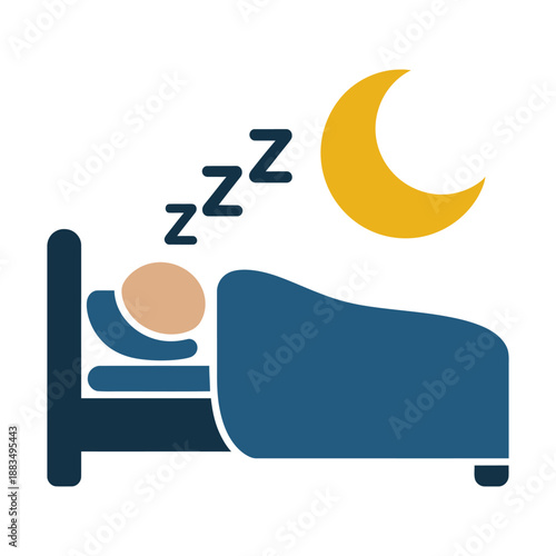 Person sleeps soundly under covers with moon shining nearby.