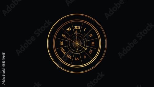 Artistic Representation of a Zodiac Wheel Featuring Astrological Symbols and Abstract Celestial Design