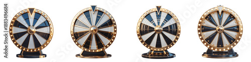 Set For Four black prize wheels isolated on transparent background