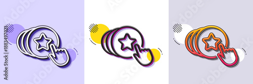 Hold heart line icon. Halftone dotted pattern. Gradient icon with grain shadow. Friends love sign. Brand ambassador hand symbol. Line hold heart icon. Various designs. Vector