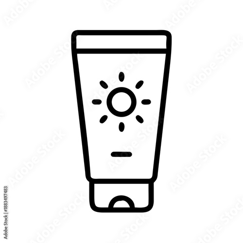 Sunscreen lotion icon representing skin protection and sun care in minimalist design