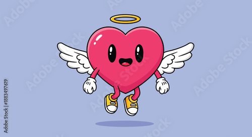 Cute Angel Heart Character Cartoon Illustration.