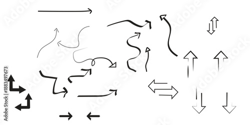 A collection of various arrows and pointers in different directions