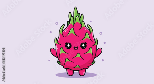 Cute Dragon Fruit Character Illustration.