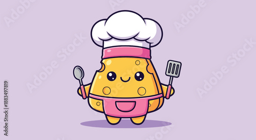 Cute Cheese Chef Cartoon Character Illustration.