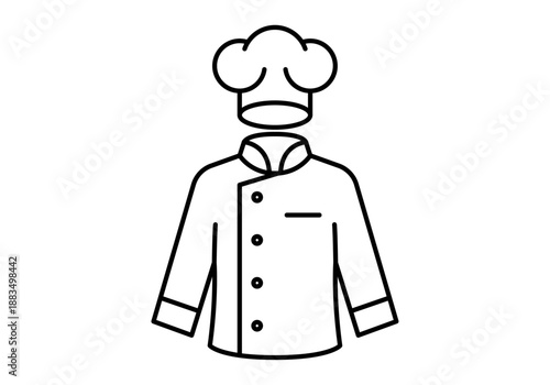 Icono de uniforme de chef con chaqueta y gorro de cocina