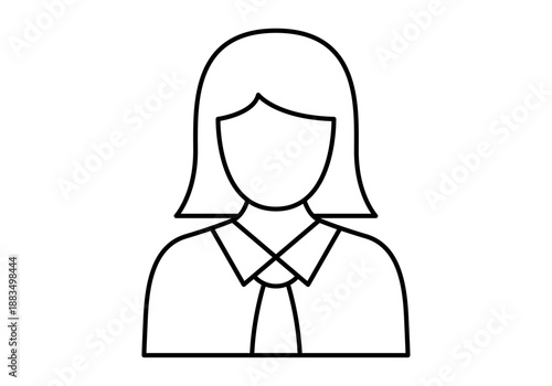 Icono de mujer de negocios o perfil de usuaria con corbata