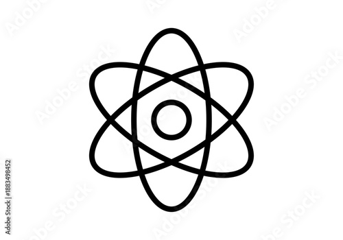 Icono de átomo o estructura molecular con núcleo y órbitas de electrones