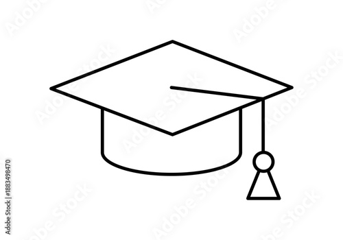 Icono de gorro de graduación universitario o birrete con borla colgando